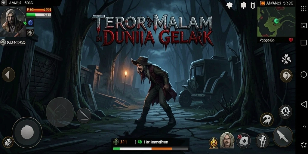 Screenshot menampilkan ketegangan gameplay AMAN69 dengan atmosfer horor yang mencekam.