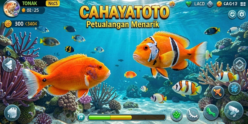 Tampilan gameplay seru CAHAYATOTO dengan berburu ikan.