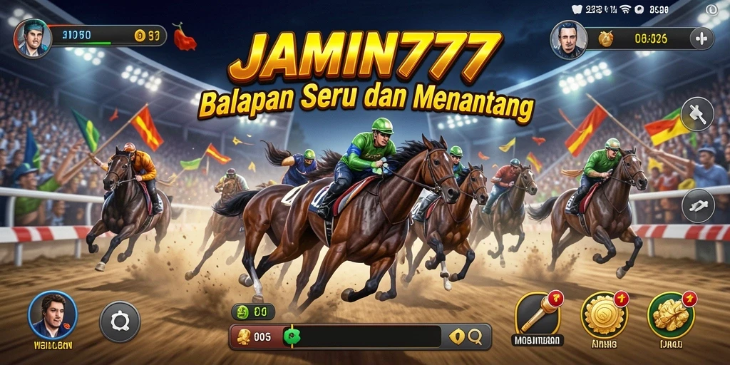 Screeshot menunjukkan aksi balapan intens di JAMIN777.