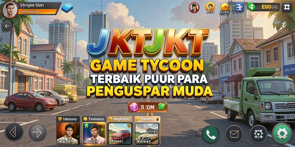 Screenshot gameplay JKTJKT menunjukkan aktivitas mengelola bisnis yang mendebarkan.