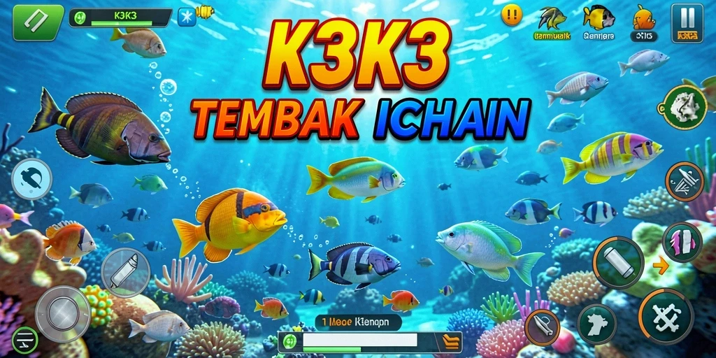 Screenshot gameplay K3K3 menampilkan keseruan menembak ikan.