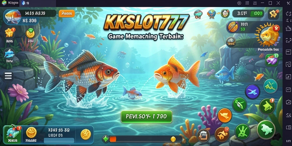 Screenshot utama KKSLOT777 menampilkan gameplay memancing yang seru dan interaktif.