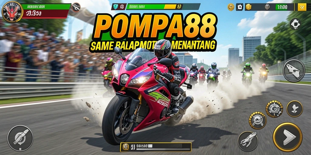 Screenshot POMPA88 menunjukkan aksi balapan motor yang seru.