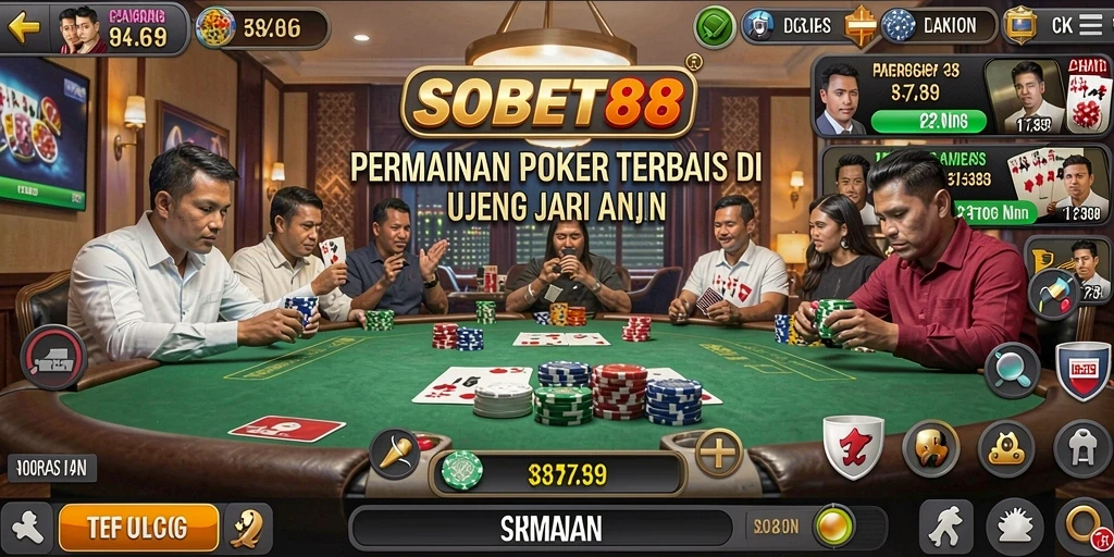 Screenshot gameplay Poker di SOBET88, menunjukkan aksi seru pemain.