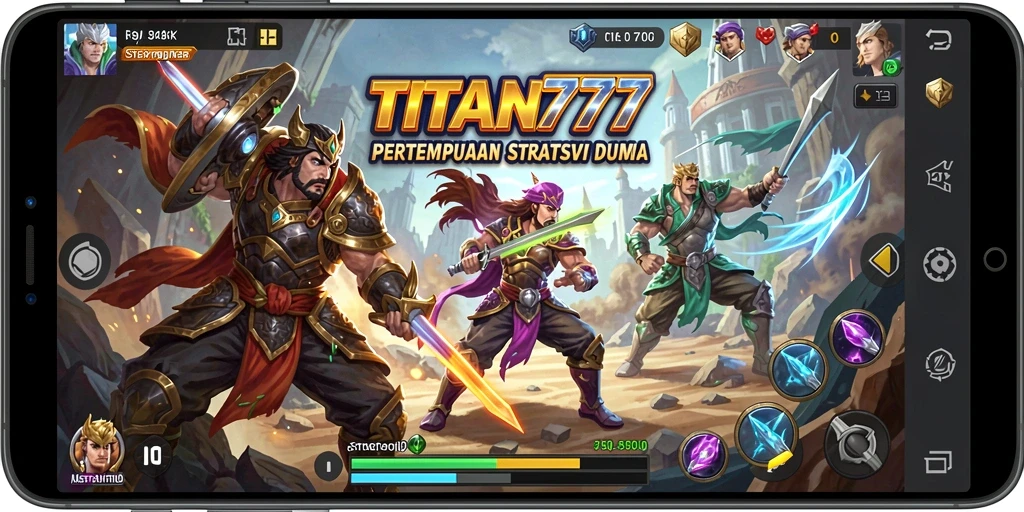 Screenshot gameplay TITAN777 menampilkan aksi pertempuran strategis yang mendebarkan.