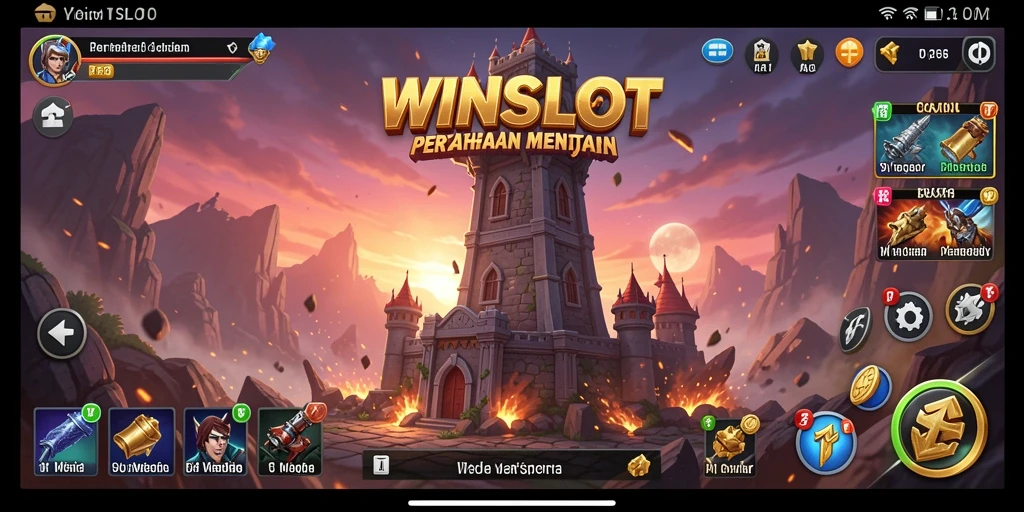 Tampilan gameplay seru dalam WINSLOT yang menampilkan pertahanan menara.